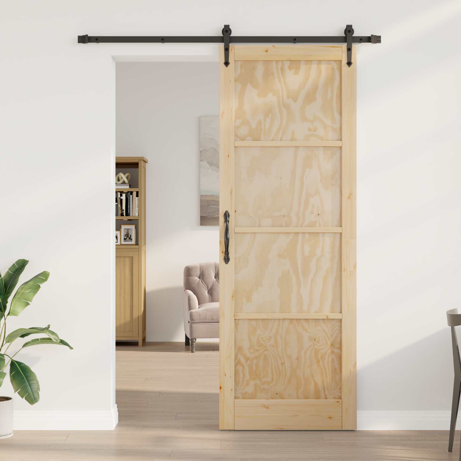 Συρόμενη Πόρτα ORKDAL Φυσικό και Μαύρο 83 x 232 εκ. - Pakobazaar