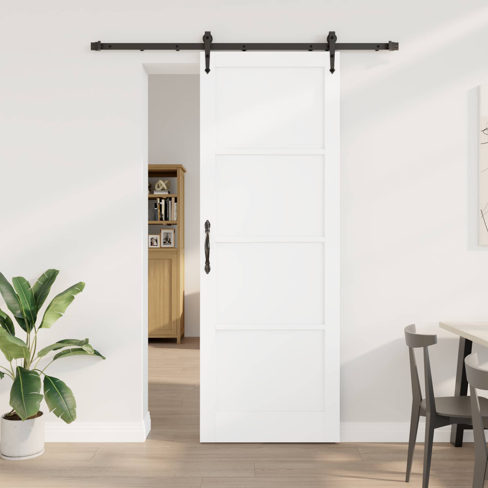 Συρόμενη Πόρτα ORKDAL Λευκό και Μαύρο 83 x 232 εκ. - Pakobazaar