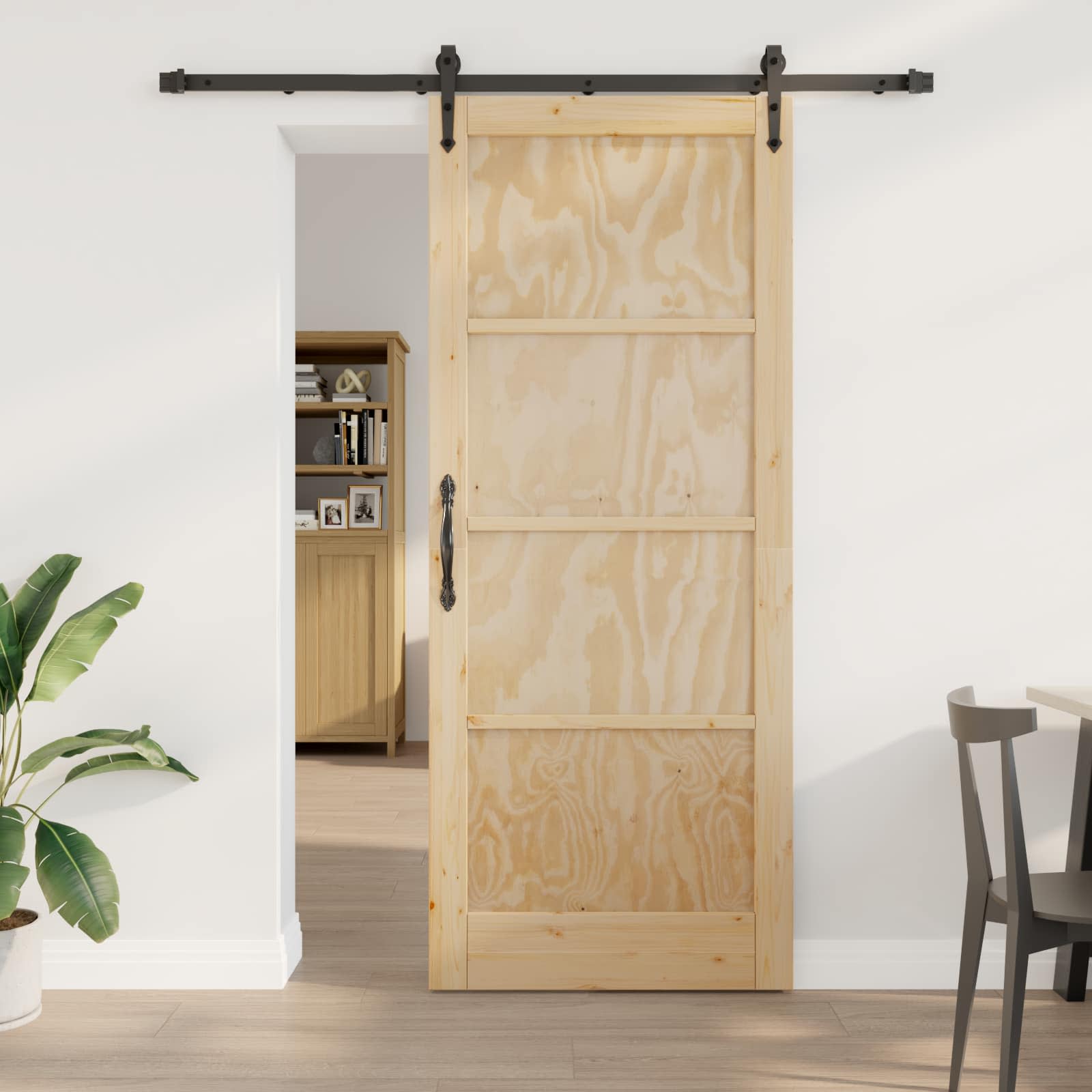Συρόμενη Πόρτα ORKDAL Φυσικό και Μαύρο 86 x 211 cm - Pakobazaar