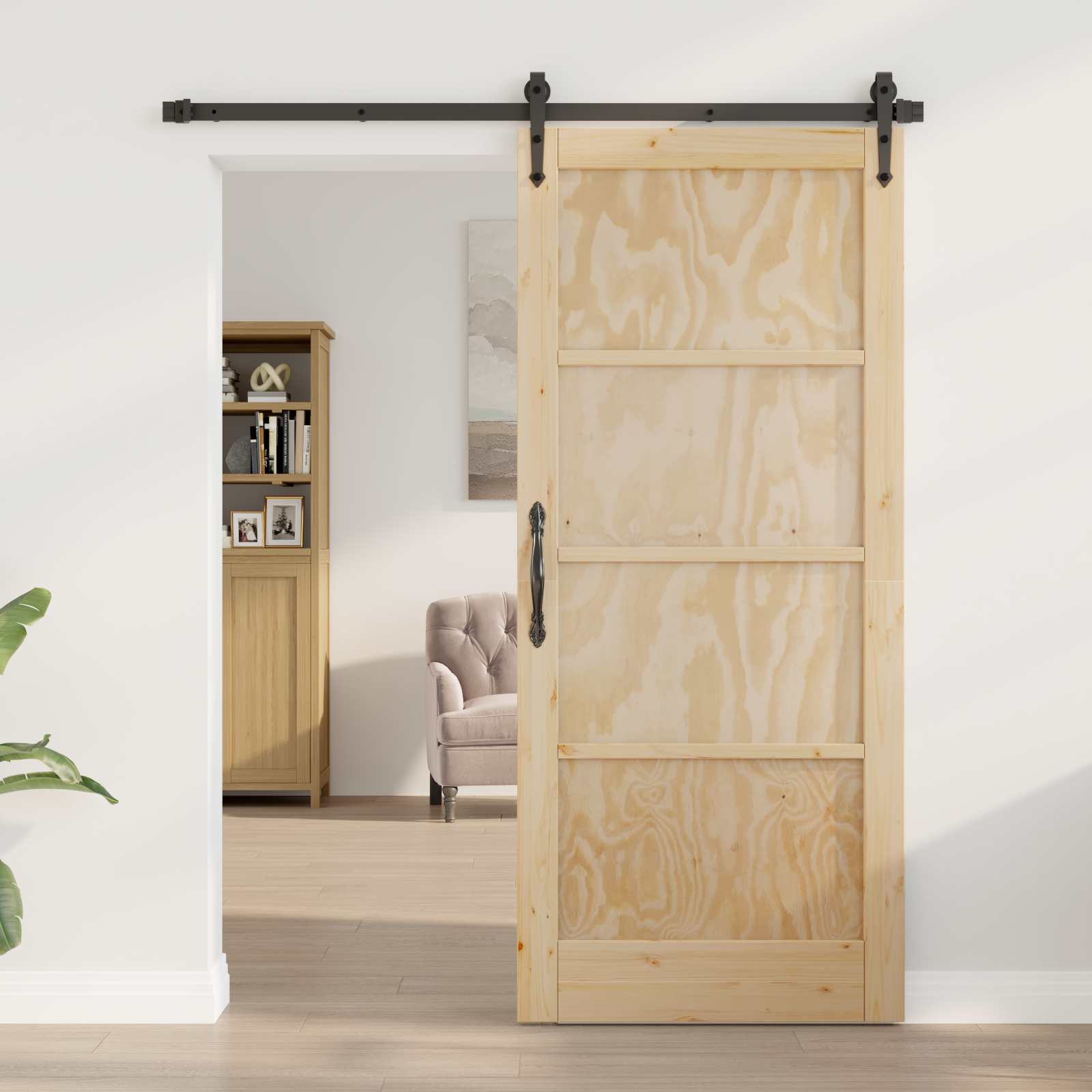 Συρόμενη Πόρτα ORKDAL Φυσικό και Μαύρο 86 x 211 cm - Pakobazaar