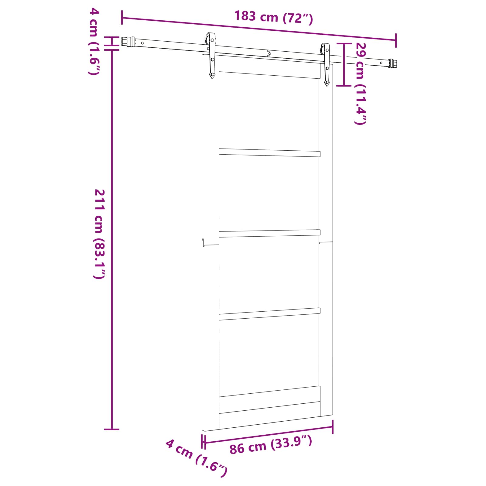 Συρόμενη Πόρτα ORKDAL Φυσικό και Μαύρο 86 x 211 cm - Pakobazaar