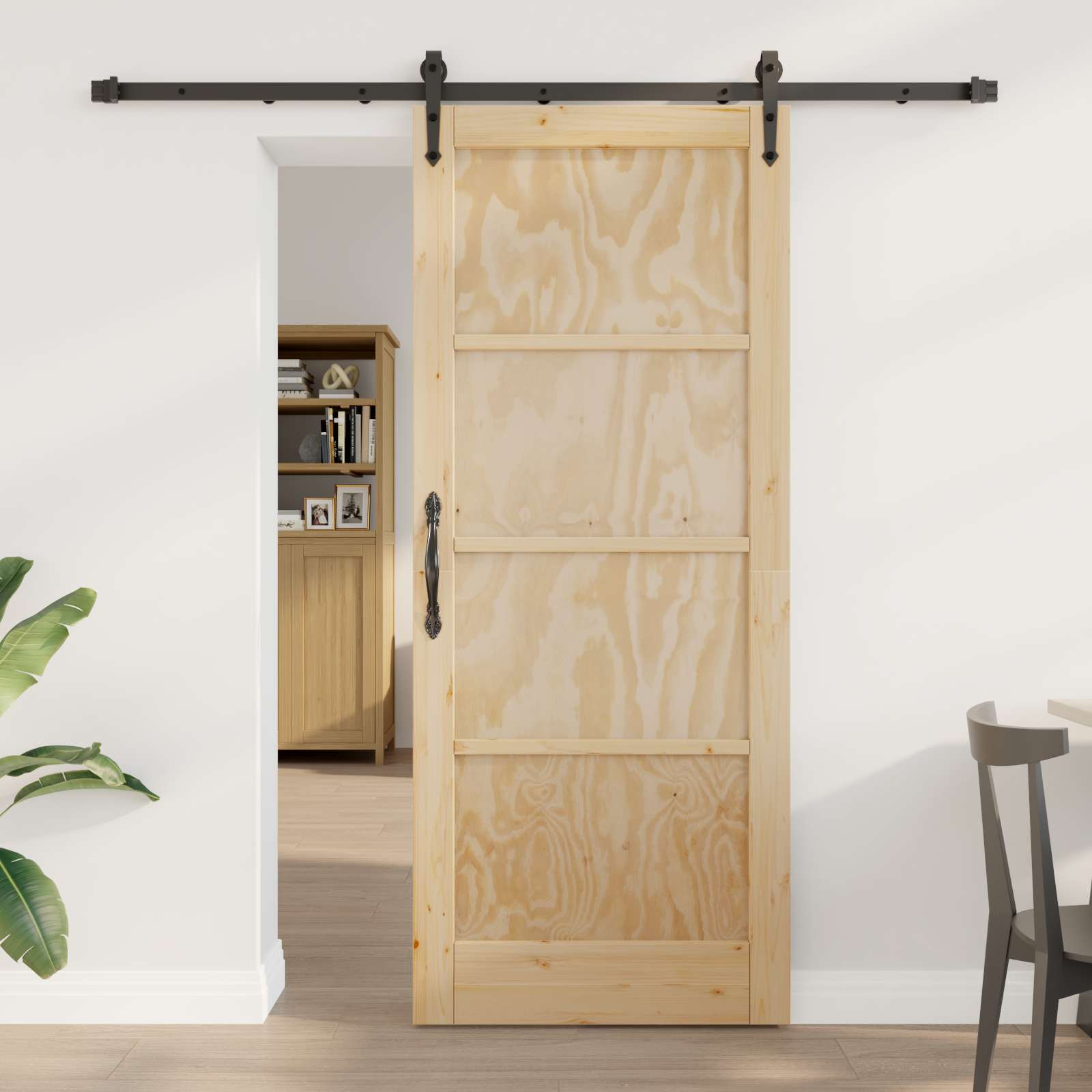 Συρόμενη Πόρτα ORKDAL Φυσικό και Μαύρο 83 x 202 εκ. - Pakobazaar
