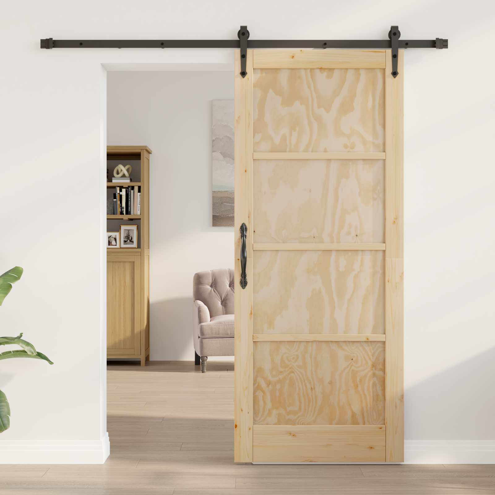 Συρόμενη Πόρτα ORKDAL Φυσικό και Μαύρο 83 x 202 εκ. - Pakobazaar