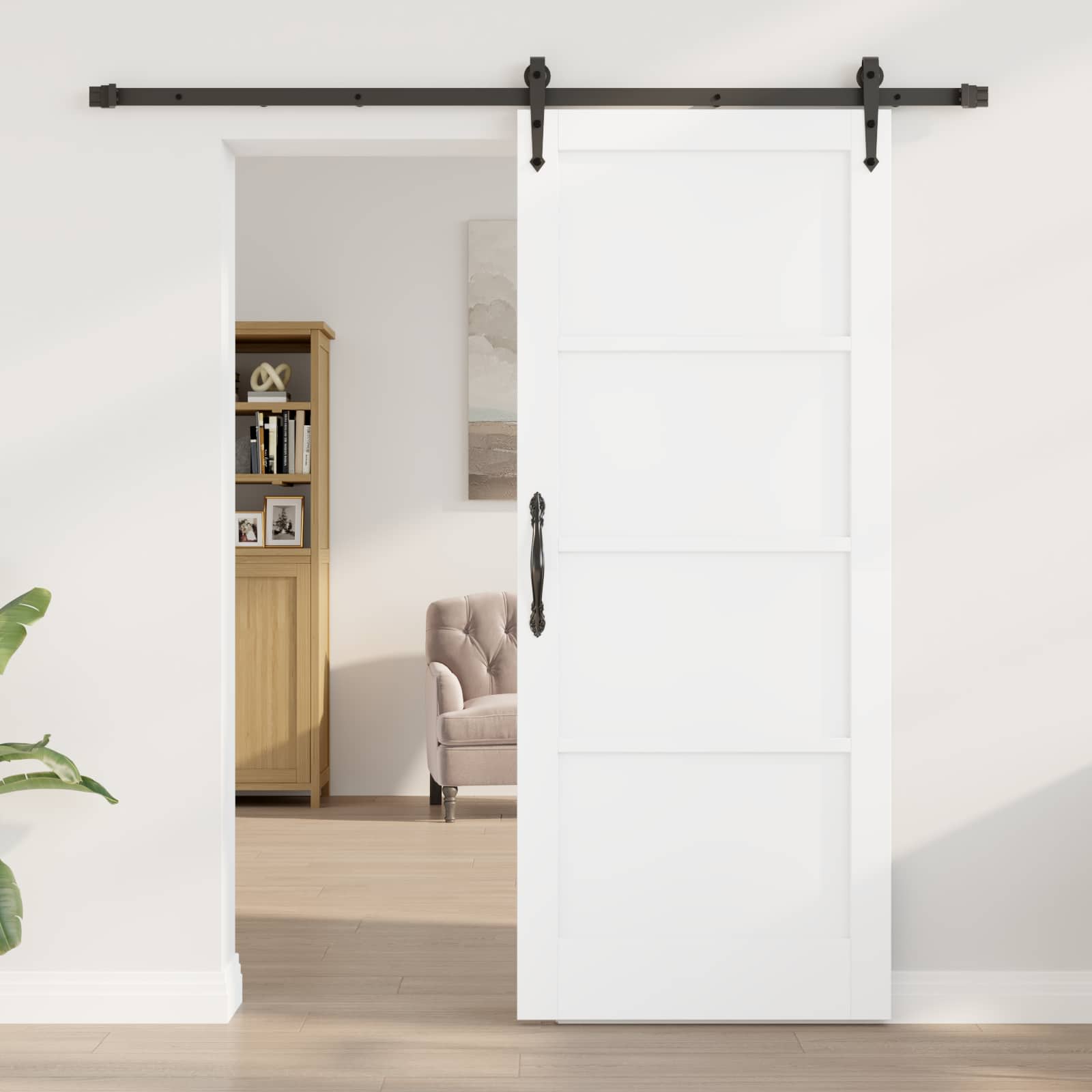 Συρόμενη Πόρτα ORKDAL Λευκό και Μαύρο 83 x 202 εκ. - Pakobazaar