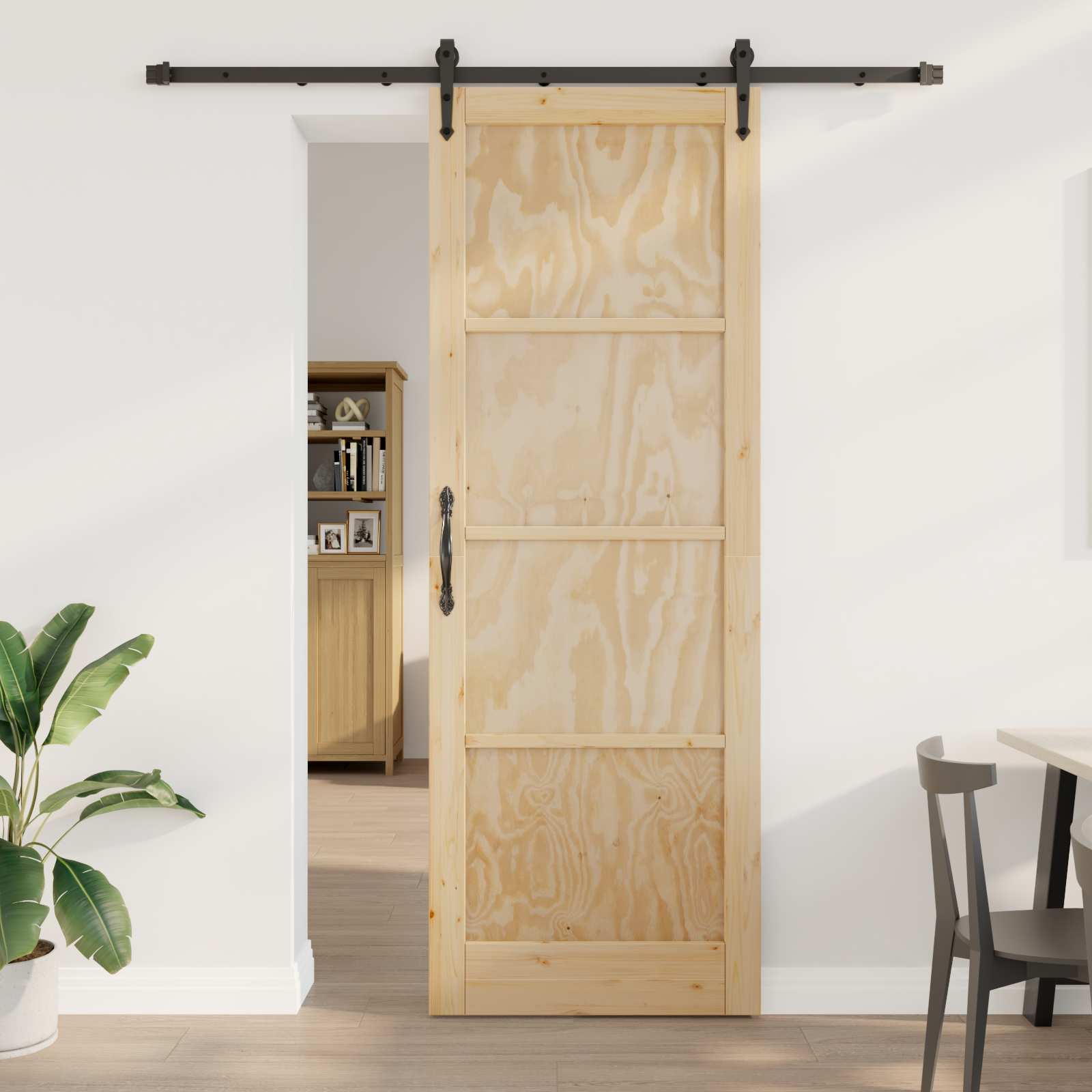 Συρόμενη Πόρτα ORKDAL Φυσικό και Μαύρο 83 x 232 εκ. - Pakobazaar