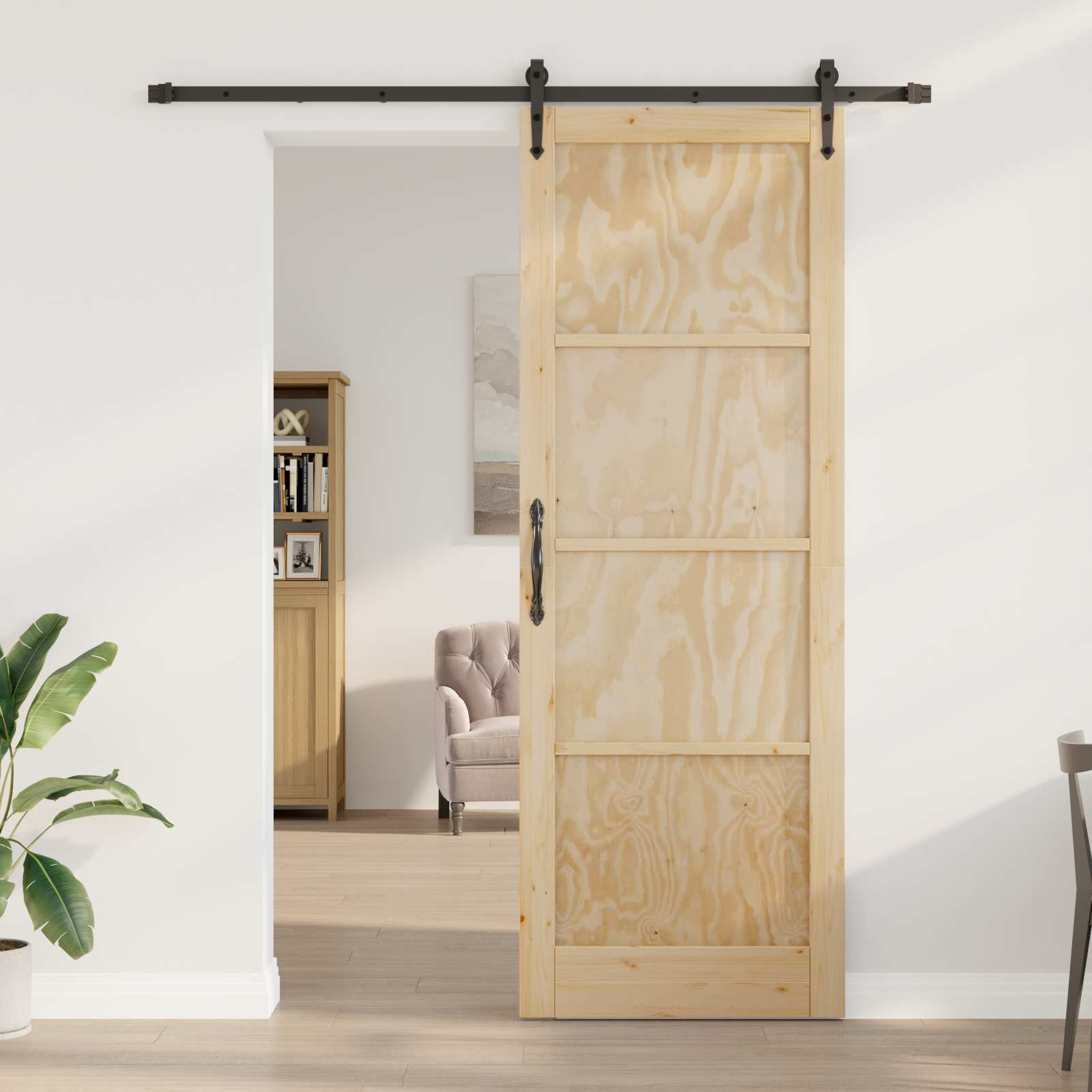 Συρόμενη Πόρτα ORKDAL Φυσικό και Μαύρο 83 x 232 εκ. - Pakobazaar