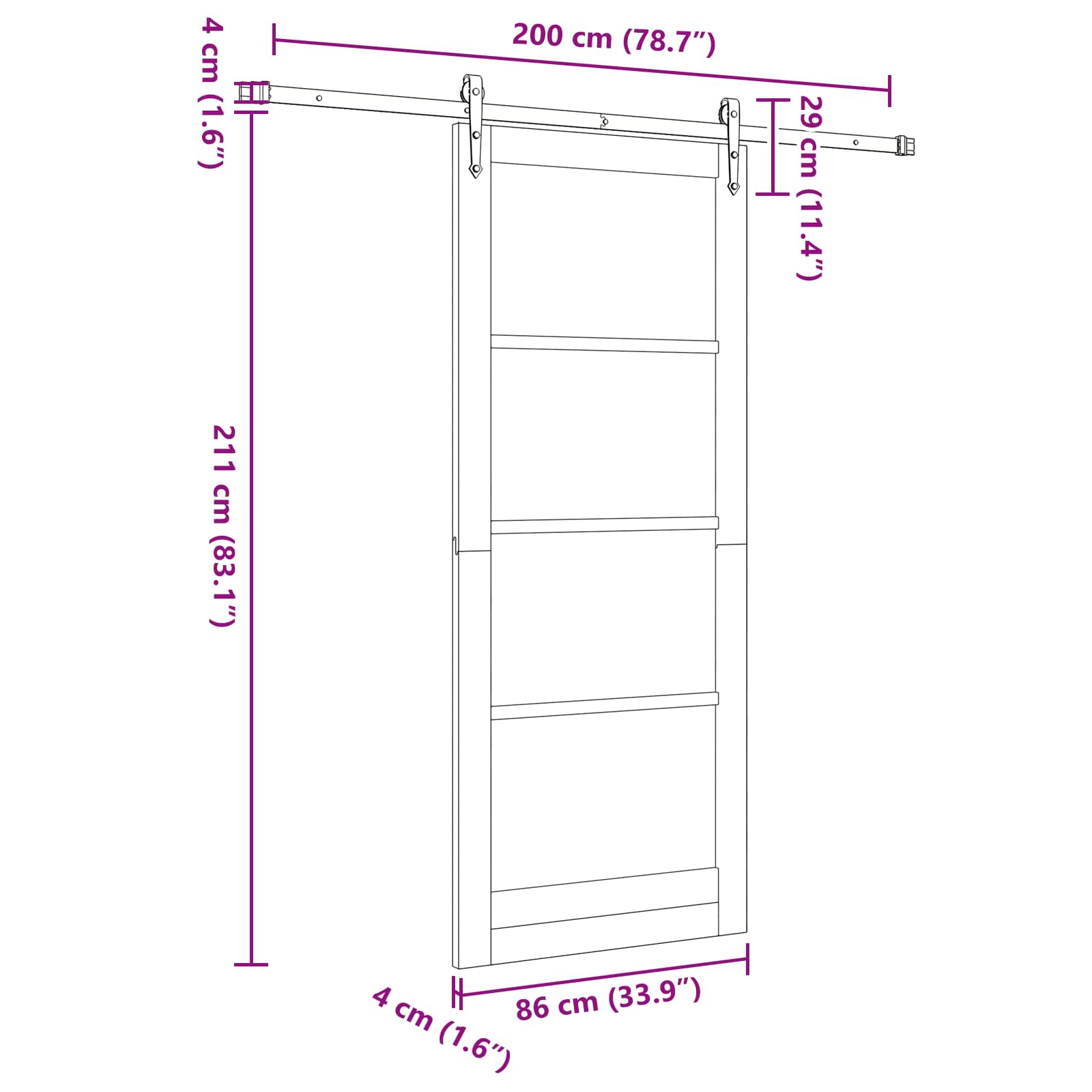 Συρόμενη Πόρτα ORKDAL Φυσικό και Λευκό 86 x 211 cm - Pakobazaar