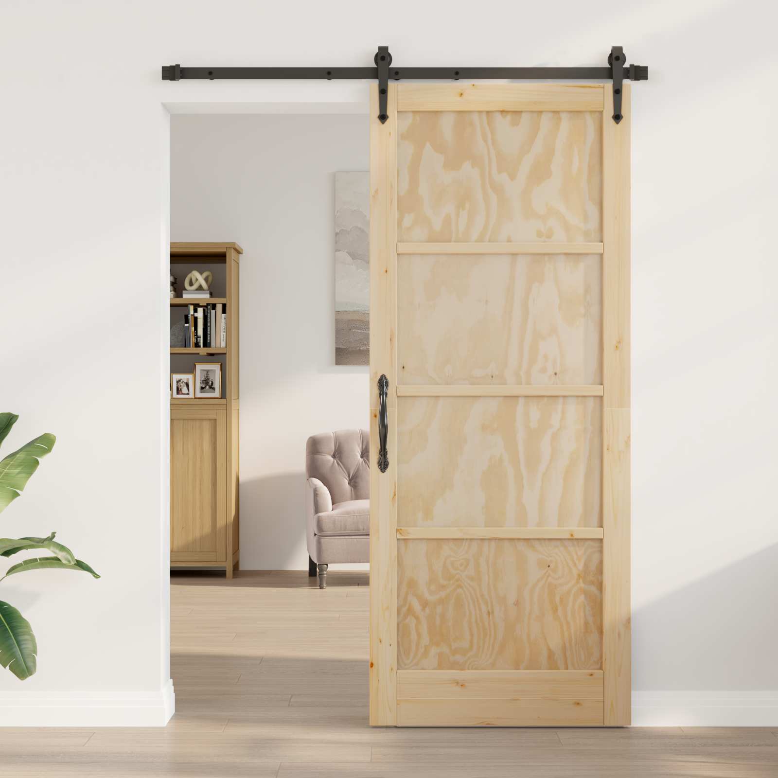 Συρόμενη Πόρτα ORKDAL Φυσικό 86 x 211 cm Μασίφ Ξύλο Πεύκου - Pakobazaar