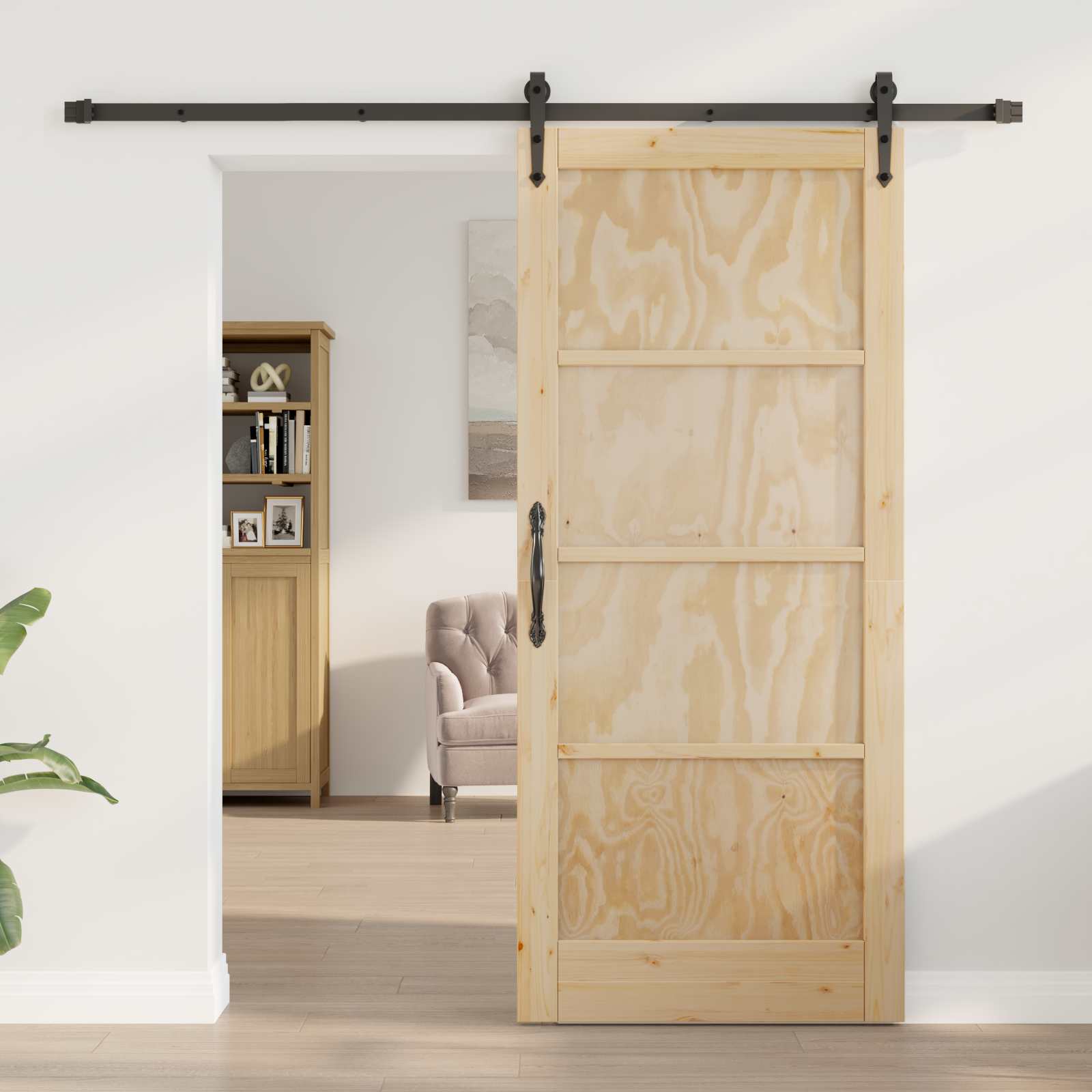 Συρόμενη Πόρτα ORKDAL Φυσικό 86 x 198,5 cm Μασίφ Ξύλο Πεύκου - Pakobazaar