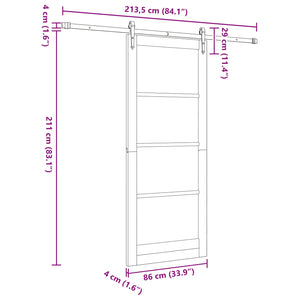 Συρόμενη Πόρτα ORKDAL Φυσικό 86 x 211 cm Μασίφ Ξύλο Πεύκου - Pakobazaar