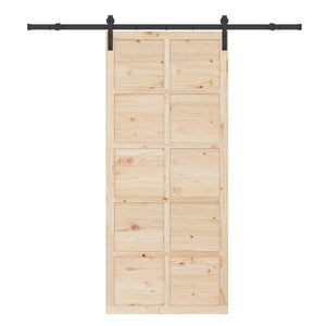 Συρόμενη Πόρτα Φυσικό 100 x 208 εκ. Μασίφ Ξύλο Πεύκου - Pakobazaar