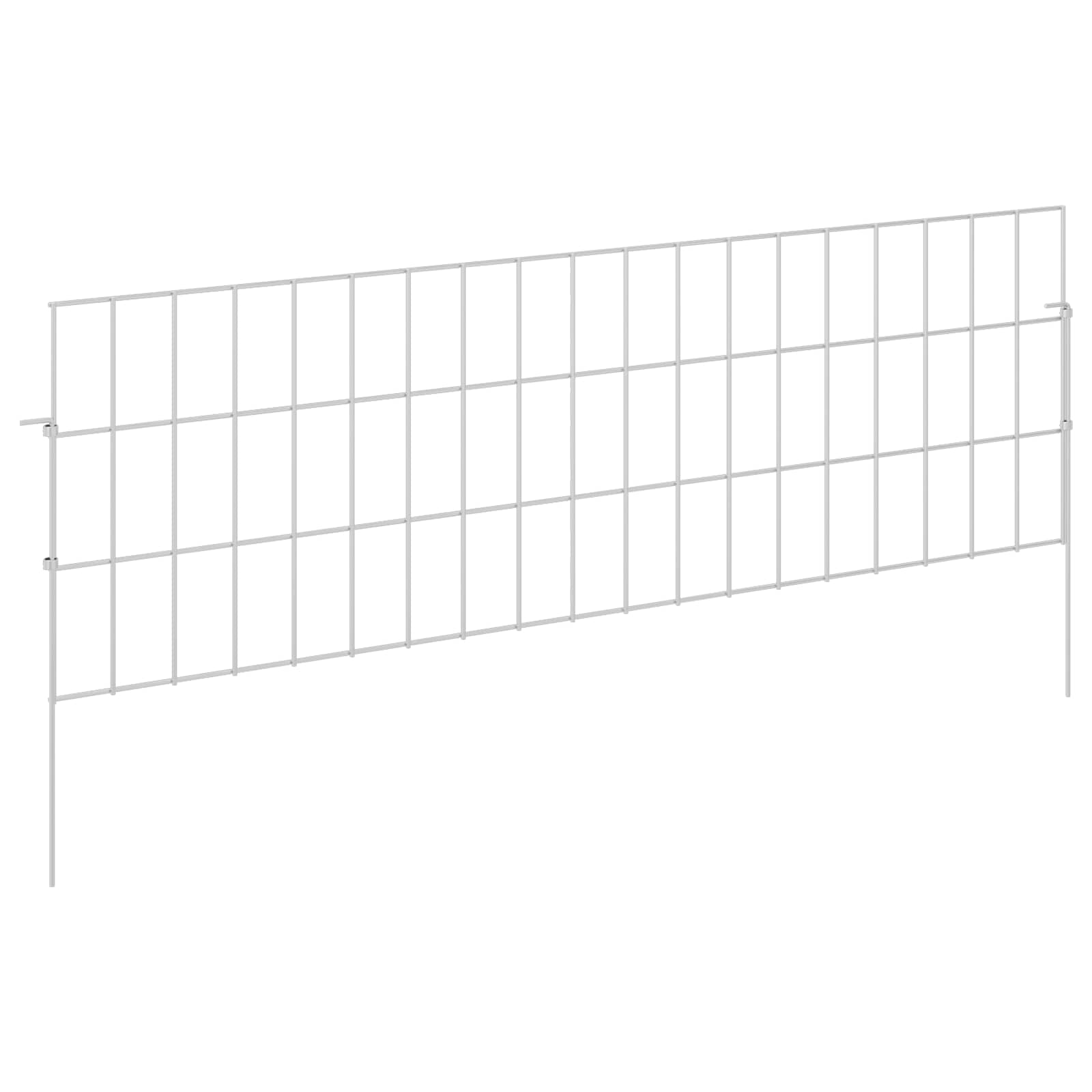 Περίφραξη Κήπου με Στήλες 48 pcs 95 x 30 εκ. Mesh Ασημί - Pakobazaar