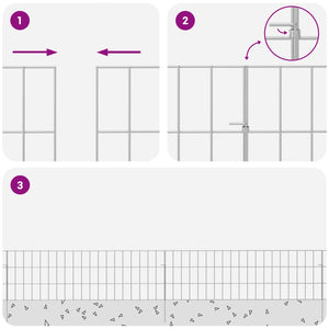 Περίφραξη Κήπου με Στήλες 48 pcs 95 x 30 εκ. Mesh Ασημί - Pakobazaar