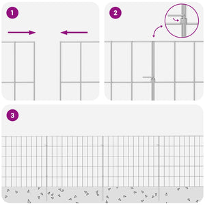 Περίφραξη Κήπου με Στήλες 48 pcs 55 x 50 εκ. Mesh Ασημί - Pakobazaar