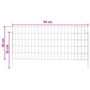 Περίφραξη Κήπου με Στήλες 24 pcs 115 x 50 cm Mesh Ασημί - Pakobazaar