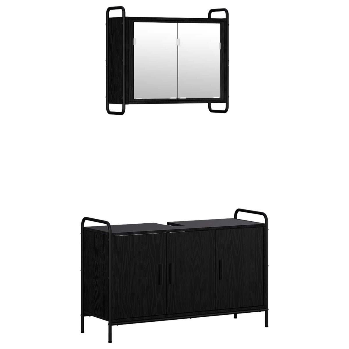 Σετ Ντουλαπιών Μπάνιου 2 τμχ. Μαύρη Δρυς 65,5 x 34 x 61 εκ.
