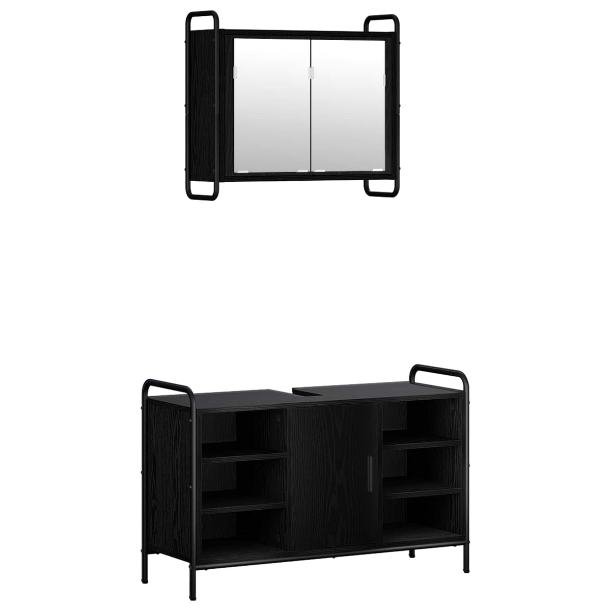 Σετ Ντουλαπιών Μπάνιου 2 τμχ. Μαύρη Δρυς 65,5 x 34 x 61 εκ.