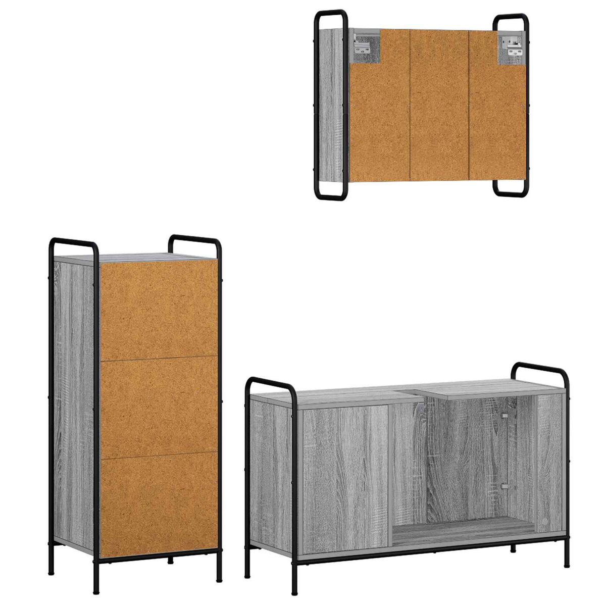 Σετ Ντουλαπιών Μπάνιου 3 τμχ. Γκρι Sonoma 40 x 36 x 99,5 εκ.