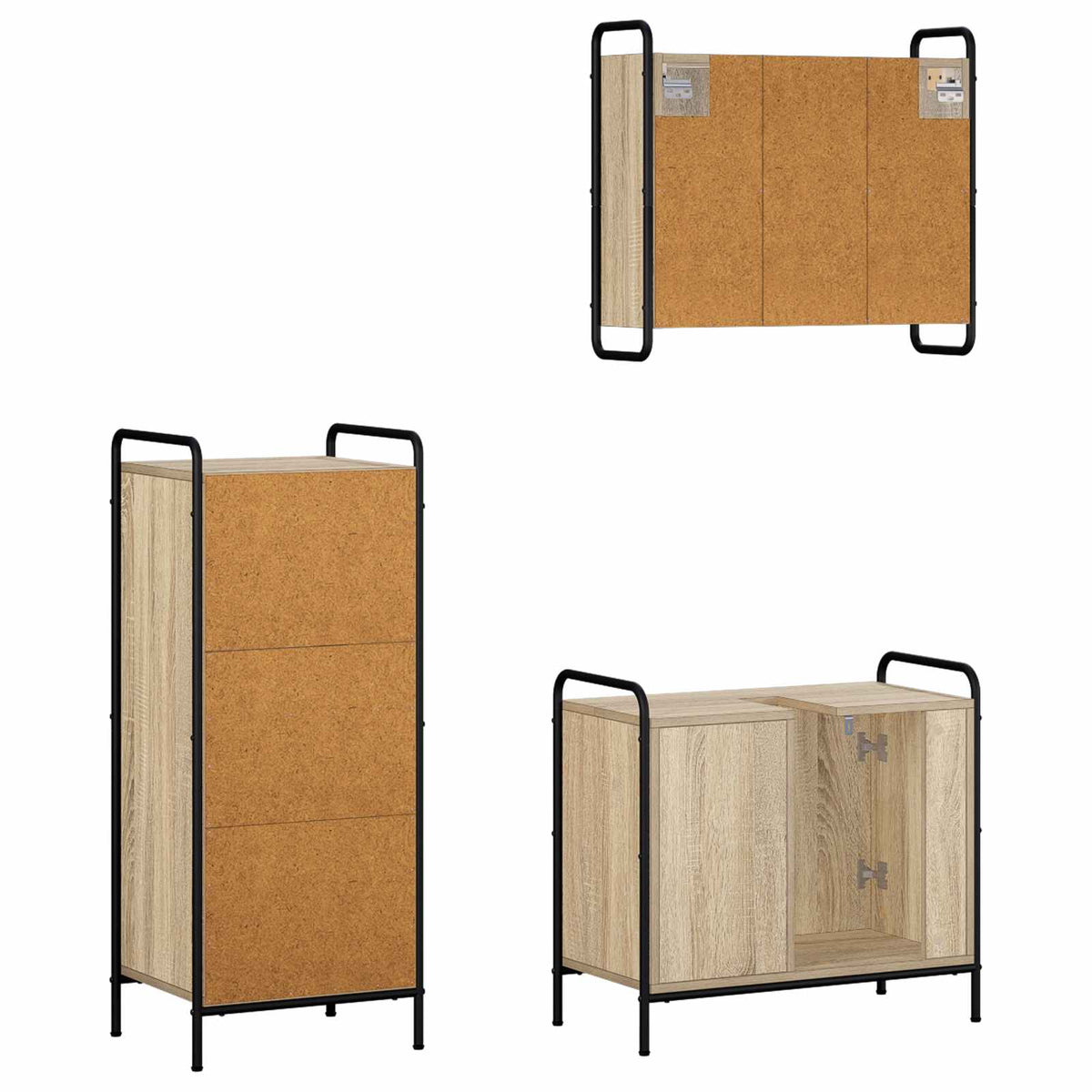Σετ Ντουλαπιών Μπάνιου 3 τμχ. Sonoma Δρυς 40 x 36 x 99,5 εκ.