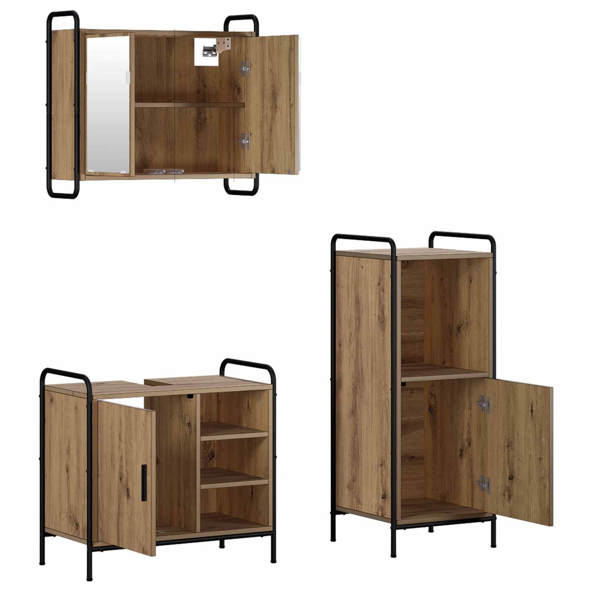 Σετ Ντουλαπιών Μπάνιου 3 τεμ. Artisan Δρυς 40 x 36 x 99,5 εκ.