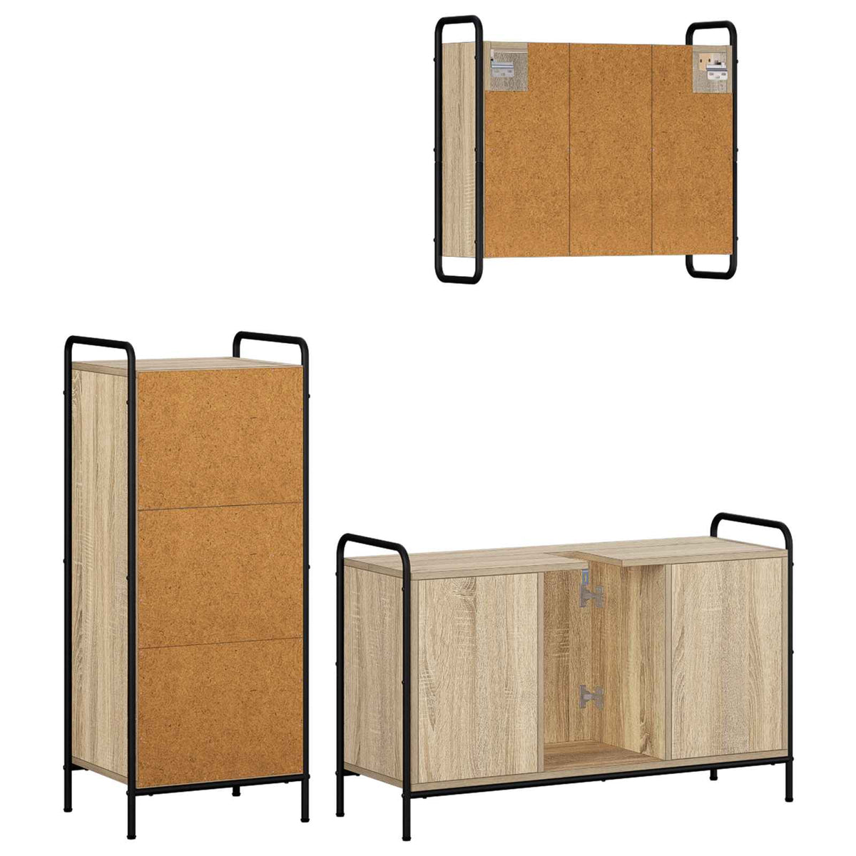Σετ Ντουλαπιών Μπάνιου 3 τμχ. Sonoma Δρυς 40 x 36 x 99,5 εκ.