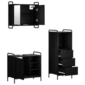 Σετ Ντουλαπιών Μπάνιου 3 τεμ. Μαύρη Δρυς 40 x 36 x 109,5 εκ. - Pakobazaar