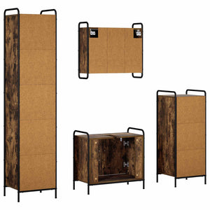 Σετ Ντουλαπιών Μπάνιου 4 τμχ. Καπνισμένο Ξύλο Δρυός