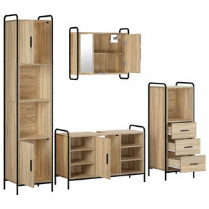 Σετ Ντουλαπιών Μπάνιου 4 τμχ. Sonoma Δρυς 40 x 36 x 181 εκ - Pakobazaar
