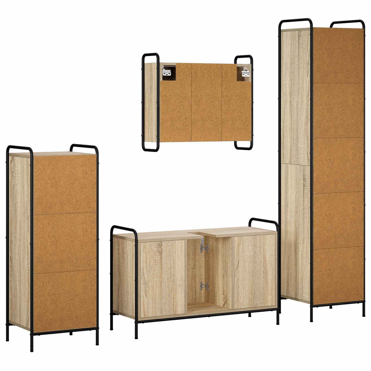 Σετ Ντουλαπιών Μπάνιου 4 τμχ. Sonoma Δρυς 40 x 36 x 181 εκ - Pakobazaar