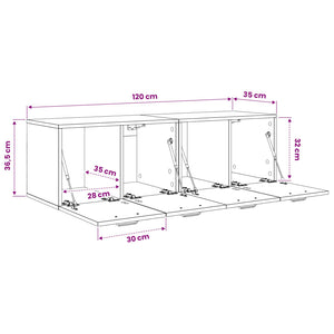 Ντουλάπι Τοίχου 2 τμχ. 120 x 36,5 x 35 εκ. Επεξεργασμένο Ξύλο - Pakobazaar