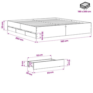 Σκελετός κρεβατιού με αποθήκευση Artisan Δρυς 180 x 200 cm