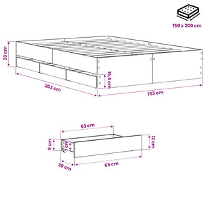Σκελετός κρεβατιού με αποθήκευση Artisan Δρυς 150 x 200 cm - Pakobazaar