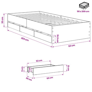 Σκελετός κρεβατιού με αποθήκευση Artisan Δρυς 90 x 200 cm - Pakobazaar