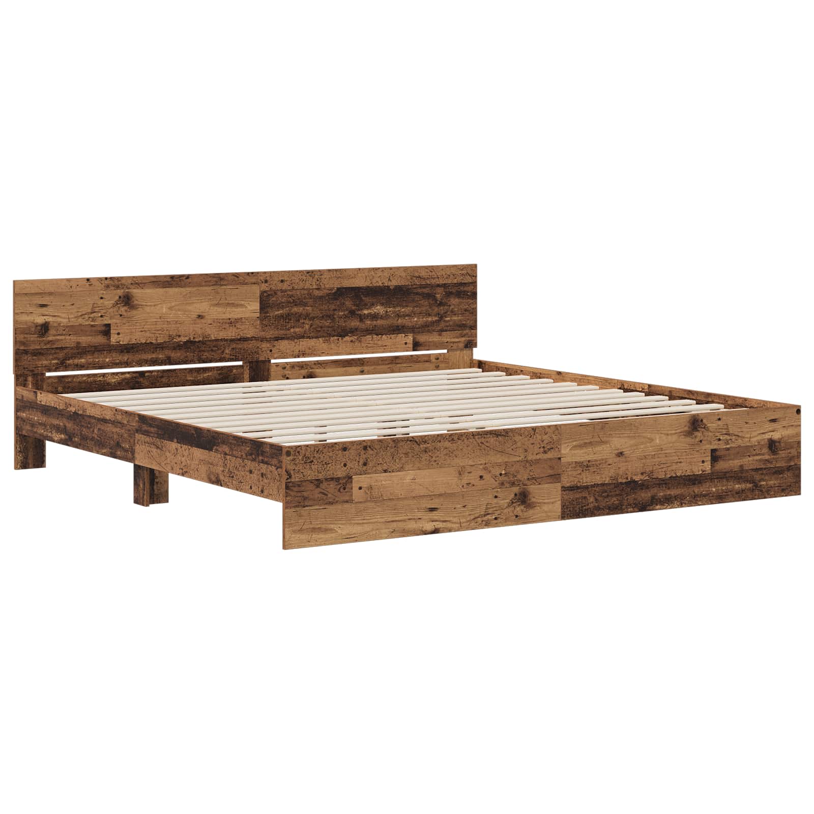 Κρεβάτι με Κεφαλάρι Παλαιωμένο ξύλο 200 x 200 cm
