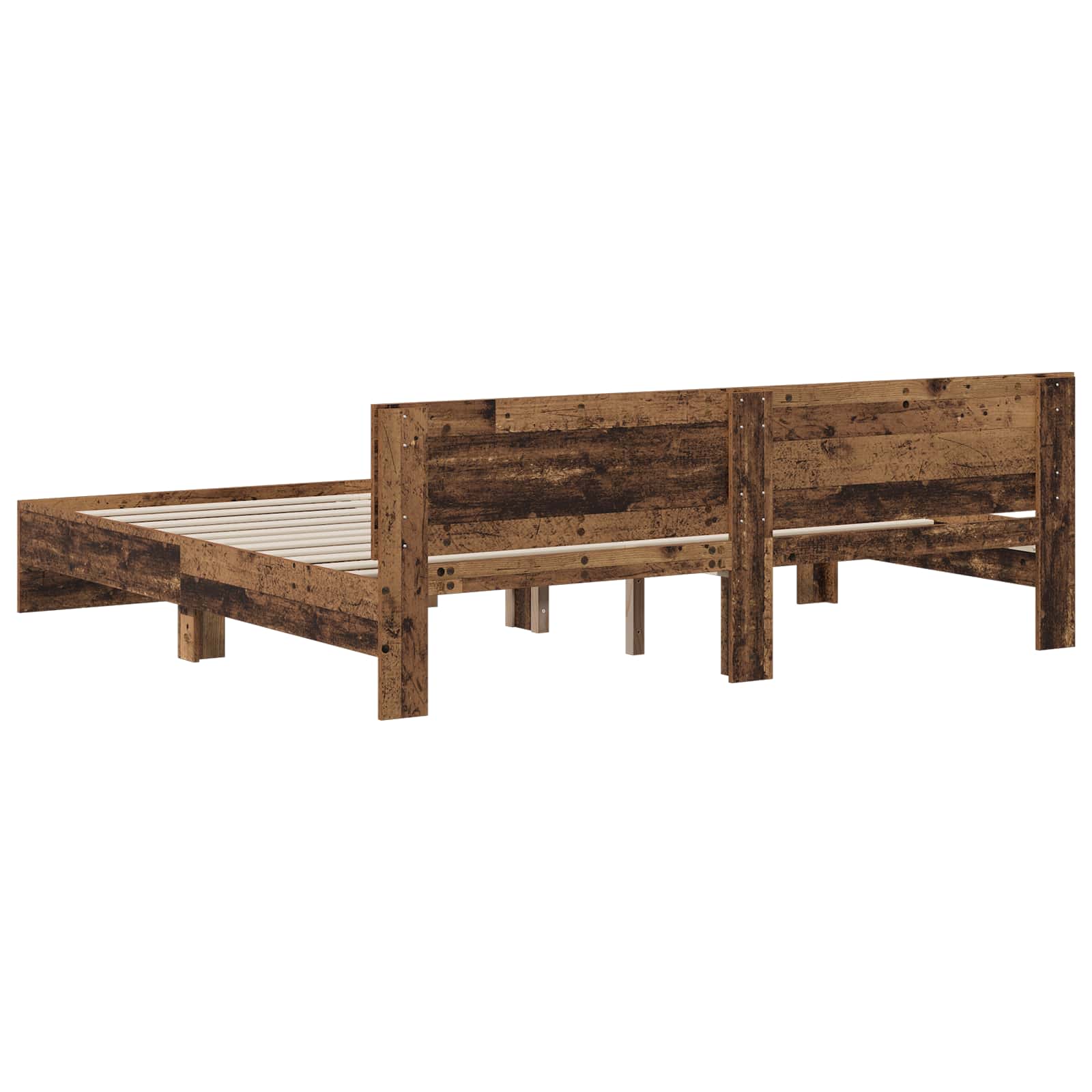 Κρεβάτι με Κεφαλάρι Παλαιωμένο ξύλο 200 x 200 cm
