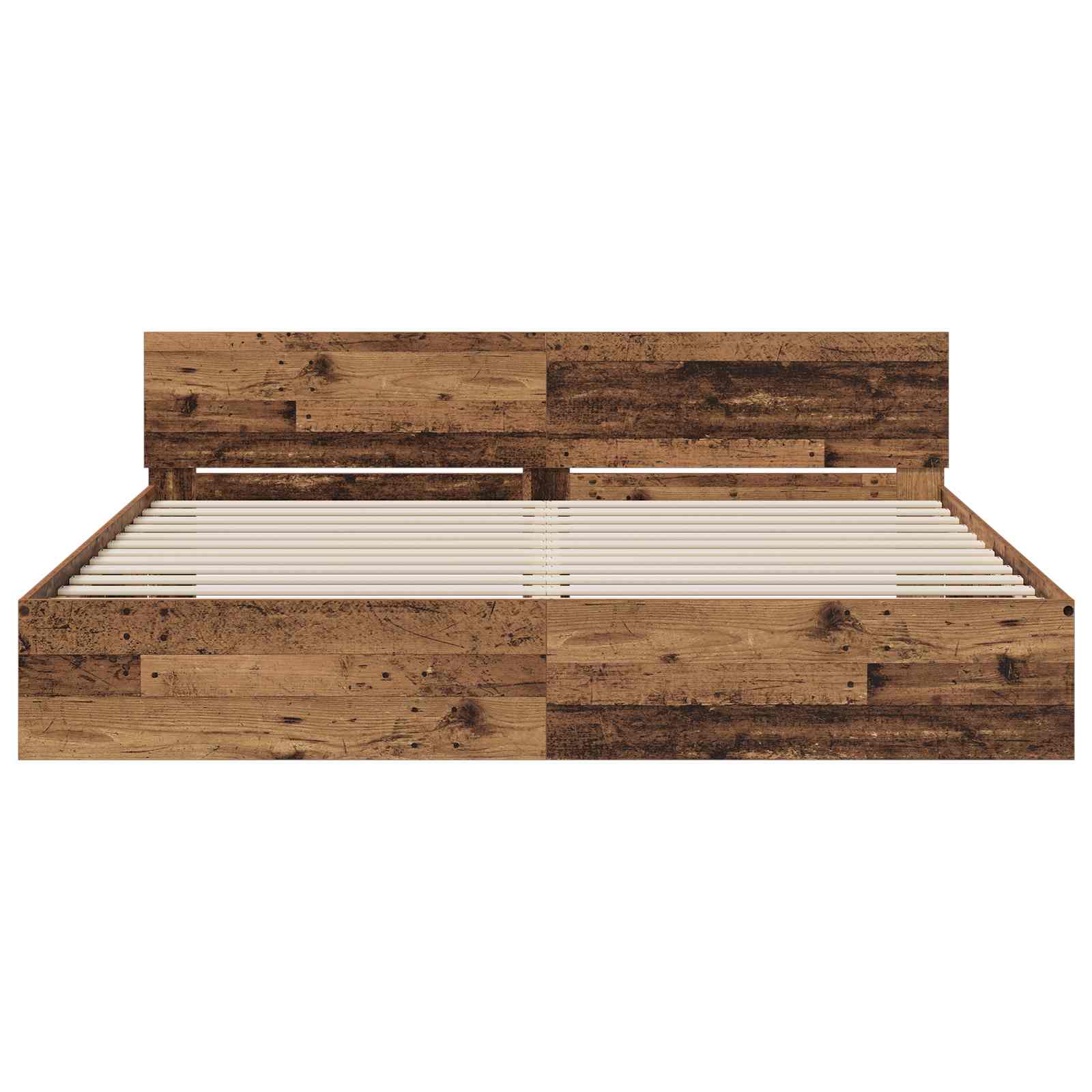 Κρεβάτι με Κεφαλάρι Παλαιωμένο ξύλο 200 x 200 cm