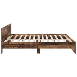 Κρεβάτι με Κεφαλάρι Παλαιωμένο ξύλο 200 x 200 cm