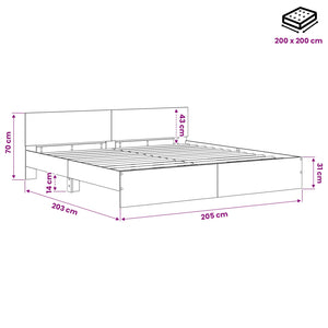 Κρεβάτι με Κεφαλάρι Παλαιωμένο ξύλο 200 x 200 cm
