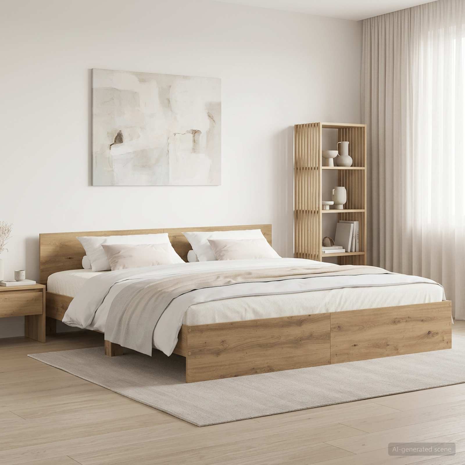 Κρεβάτι με Κεφαλάρι με κεφαλάρι Artisan Δρυς 200 x 200 cm - Pakobazaar