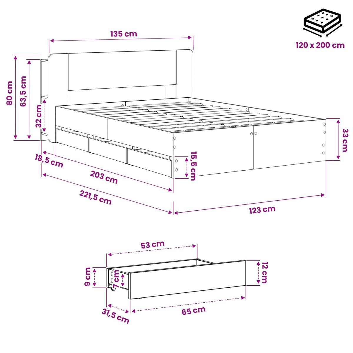 Καλάθι με αποθήκη και κεφαλάρι Artisan Δρυς 120 x 200 cm - Pakobazaar