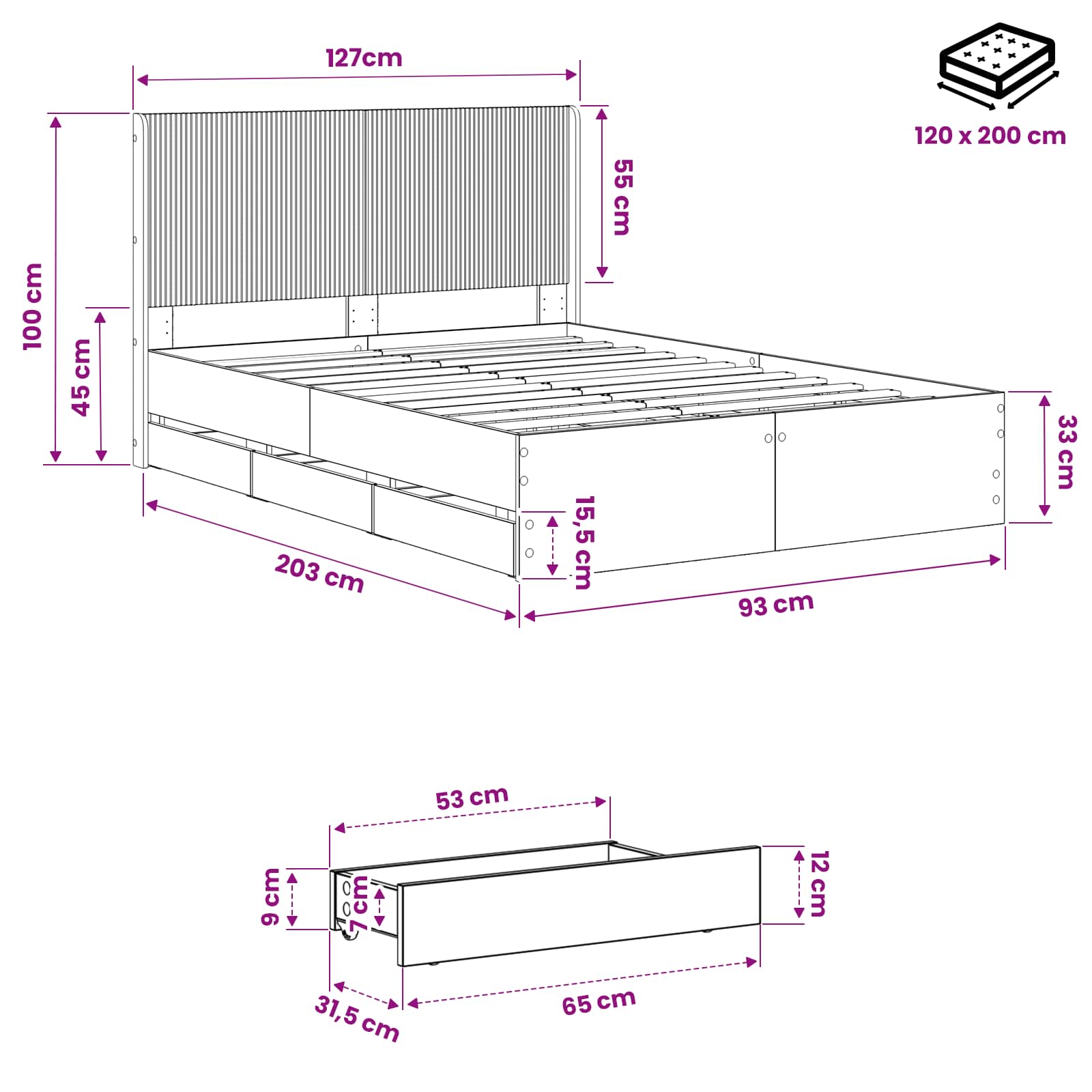 Καλάθι με αποθήκη και κεφαλάρι Artisan Oak 120 x 200 cm - Pakobazaar