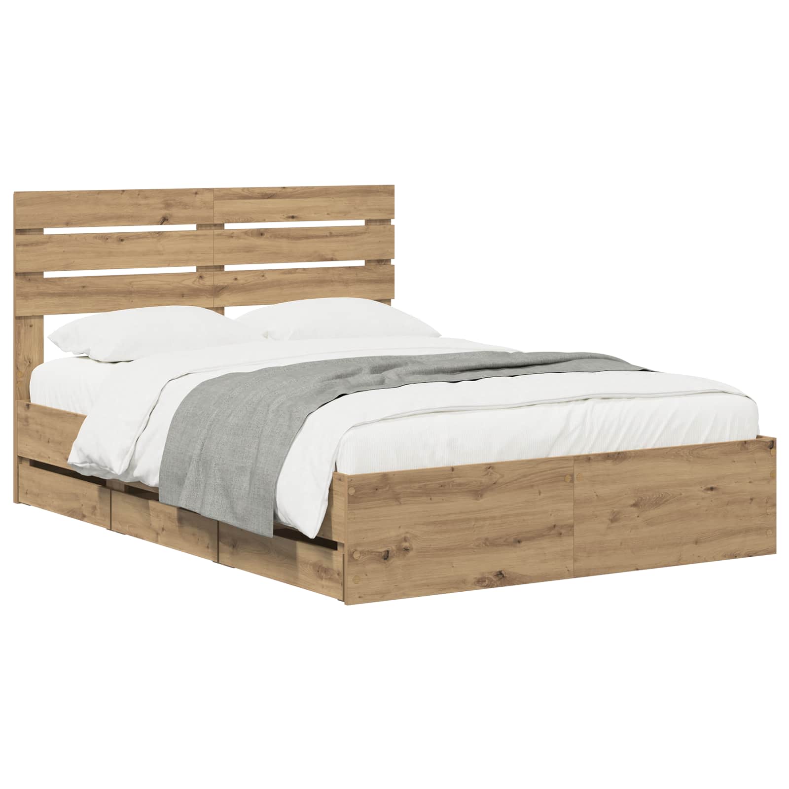Bed Frame with Storage and Headboard Artisan Oak 120 x 200 cm - Pakobazaar
