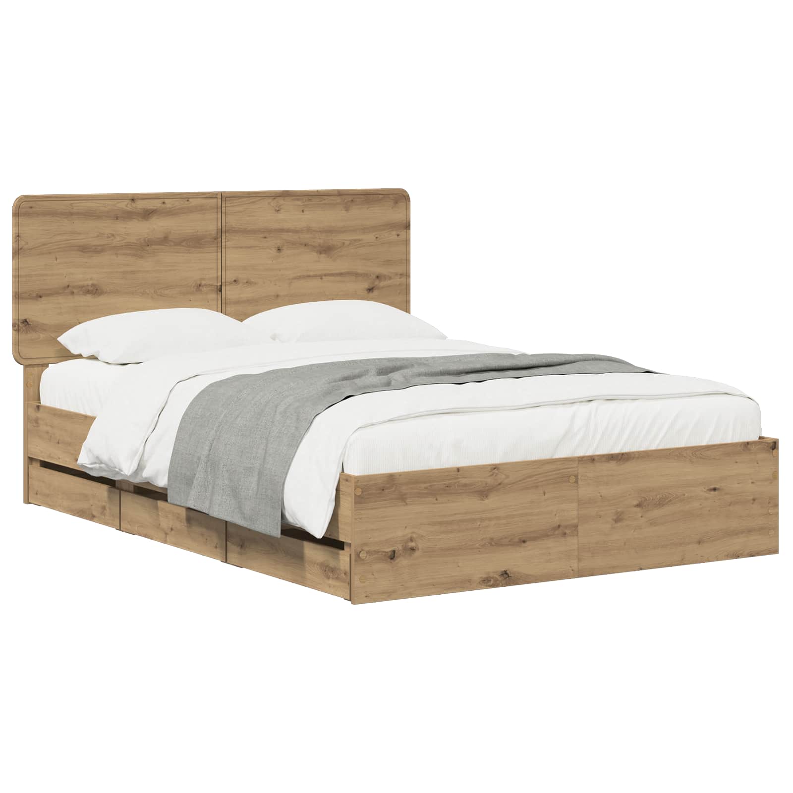 Bed Frame with Storage and Headboard Artisan Oak 120 x 200 cm - Pakobazaar