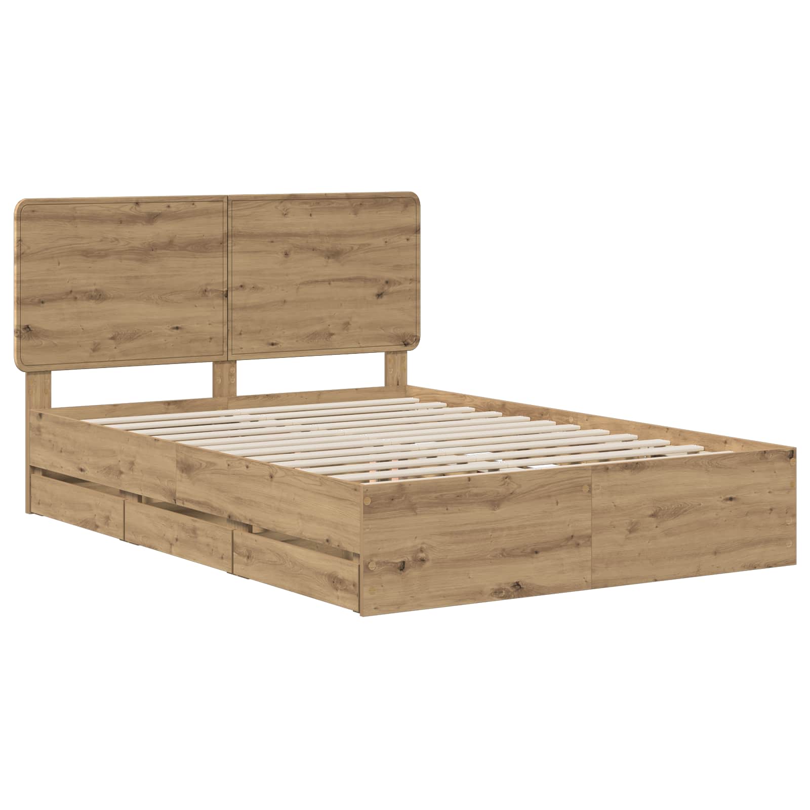 Bed Frame with Storage and Headboard Artisan Oak 120 x 200 cm - Pakobazaar