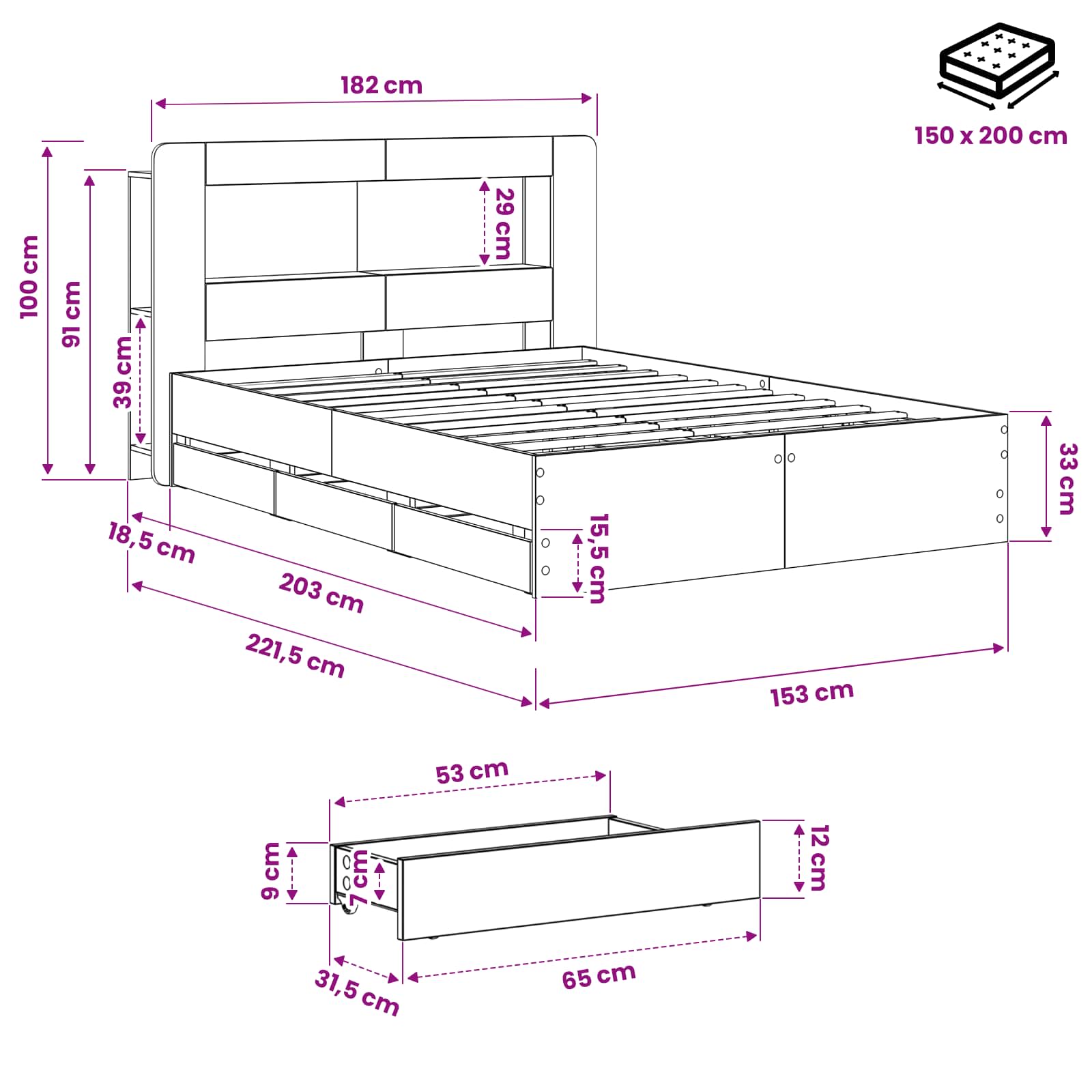 Καλάθι με αποθήκη και κεφαλάρι Artisan Δρυς 150 x 200 cm - Pakobazaar