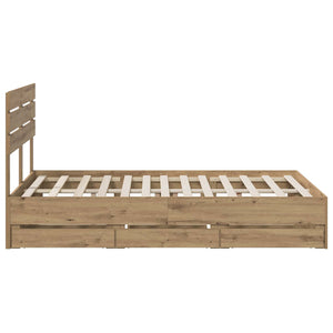 Bed Frame with Storage and Headboard Artisan Oak 160 x 200 cm
