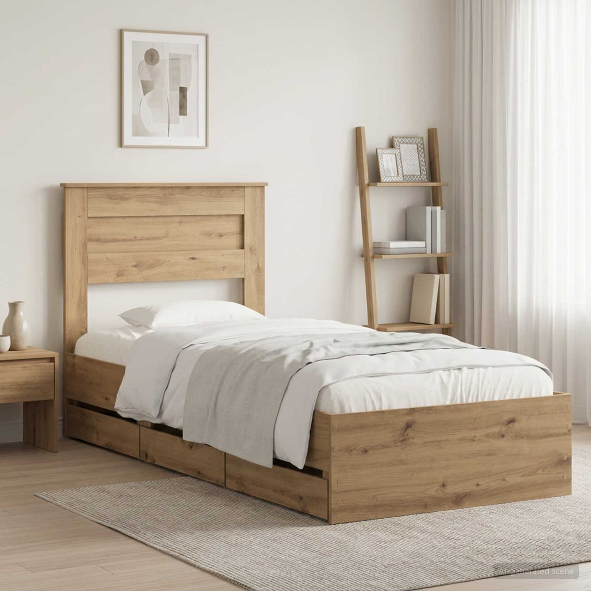 Bed Frame with Storage and Headboard Artisan Oak 90 x 200 cm - Pakobazaar