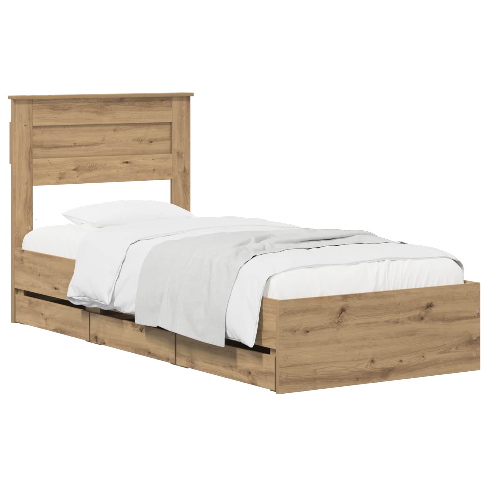 Bed Frame with Storage and Headboard Artisan Oak 90 x 200 cm