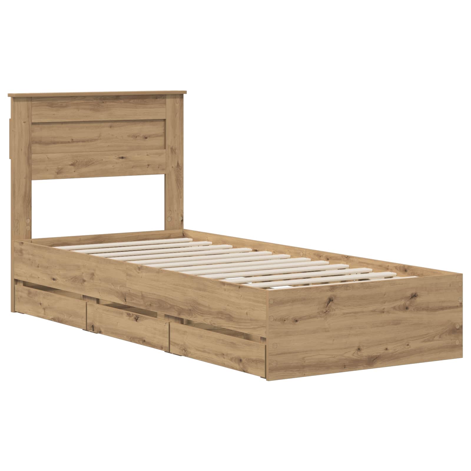 Bed Frame with Storage and Headboard Artisan Oak 90 x 200 cm