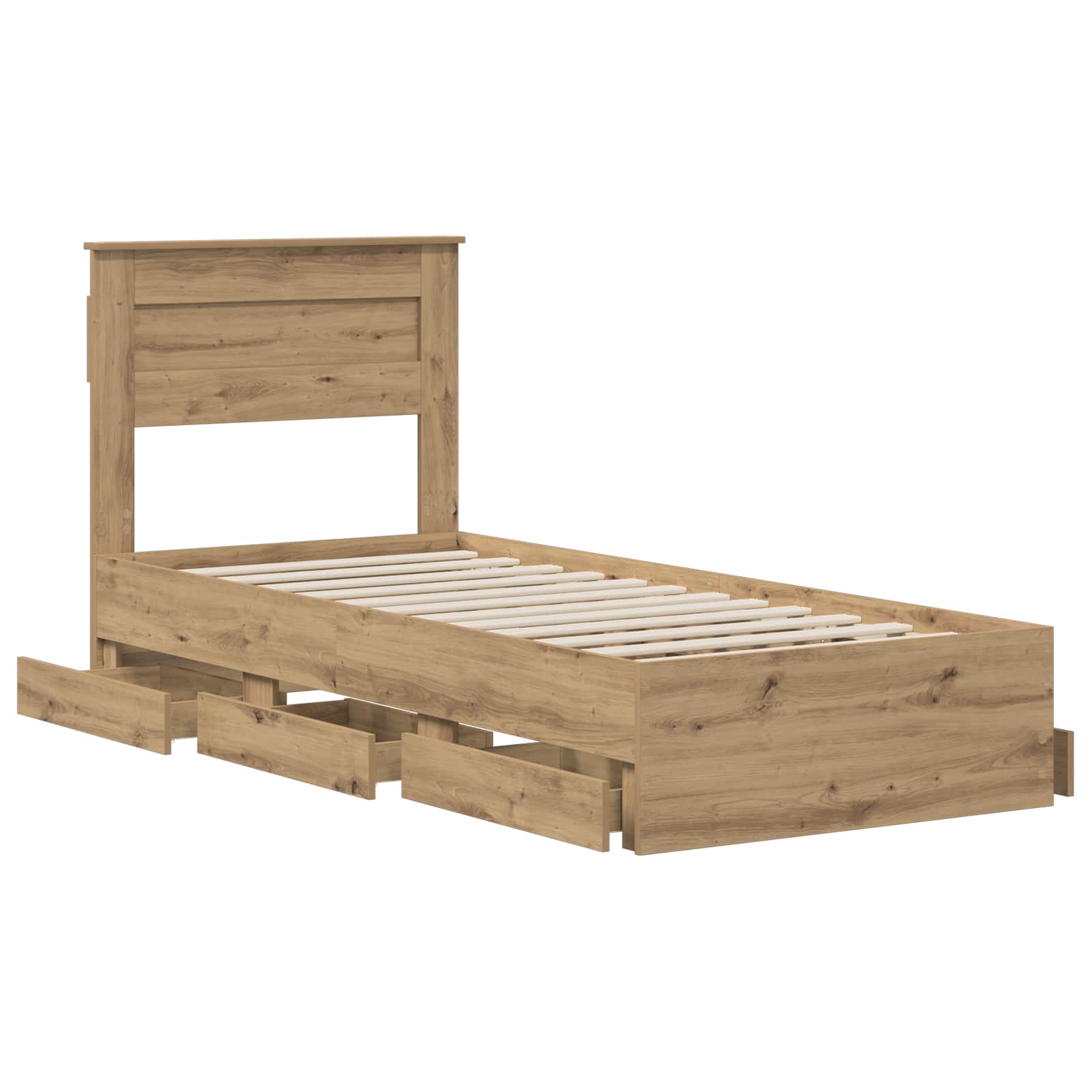 Bed Frame with Storage and Headboard Artisan Oak 90 x 200 cm